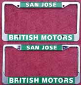 San Jose British Motors license frames