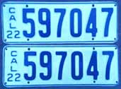 1922 California License Plates