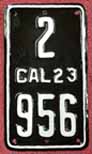 1923 California Motorcycle License Plate