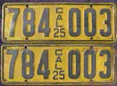 1925 California License Plates