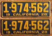 1928 California License Plates
