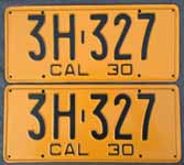 1930 California License Plates