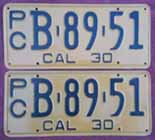 1930 California Truck License Plates