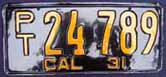 1931 California Trailer License Plate