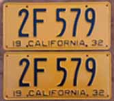 1932 California License Plates