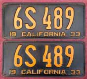 1933 California License Plates