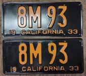 1933 California License Plates