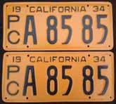 1934 California Truck License Plates