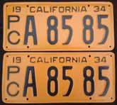 1934 California Truck License Plates