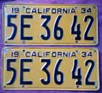 1934 California License Plates