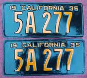 1935 California License Plates