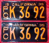 1935 California Truck License Plates