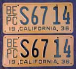 1936 California Truck License Plates