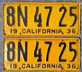 1936 California License Plates