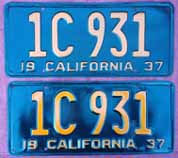 1937 California License Plates