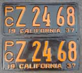 1937 California Truck License Plates