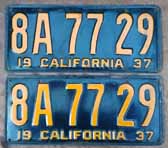 1937 California License Plates