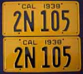 1938 California License Plates