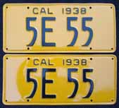 1938 California License Plates