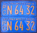 1939 California Truck License Plates