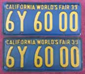 1939 California License Plates