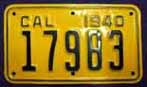 1940 California Motorcycle License Plate