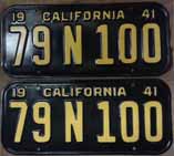 1941 California License Plates