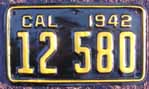 1942 California Motorcycle License Plate