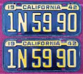 1942 California License Plates