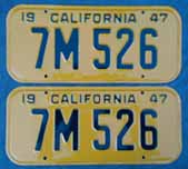 1947 California License Plates