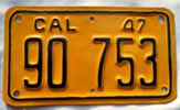 1947 California Motorcycle License Plate