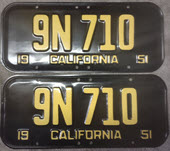 1951 California License Plates