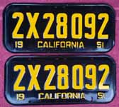 1951 California License Plates