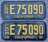 1951 California Truck License Plates