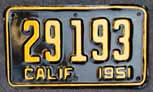 1951 California Motorcycle License Plate