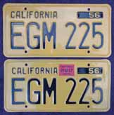 1957 California License Plates