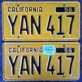 1962 California License Plates