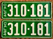 1924 California License Plates