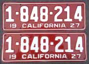 1927 California License Plates