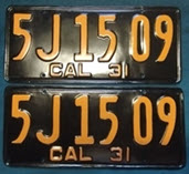1931 California License Plates