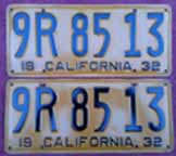 1932 California License Plates