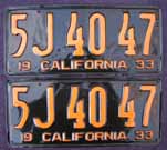 1933 California License Plates