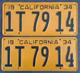 1934 California License Plates