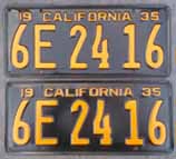 1935 California License Plates