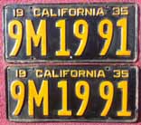 1935 California License Plates