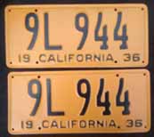 1936 California License Plates