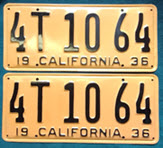 1936 California License Plates