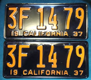 1937 California License Plates