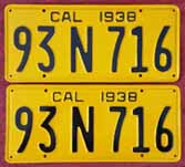 1938 California License Plates