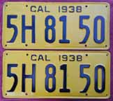 1938 California License Plates